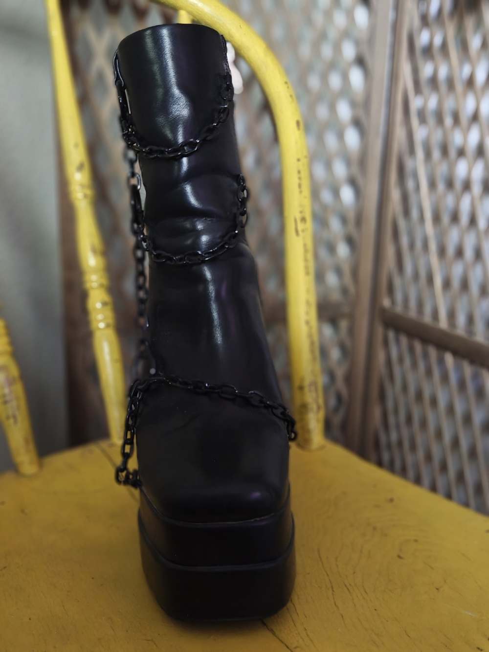 Killstar Black Chain-Accented Platform Ankle Boots - Picture 5 of 10